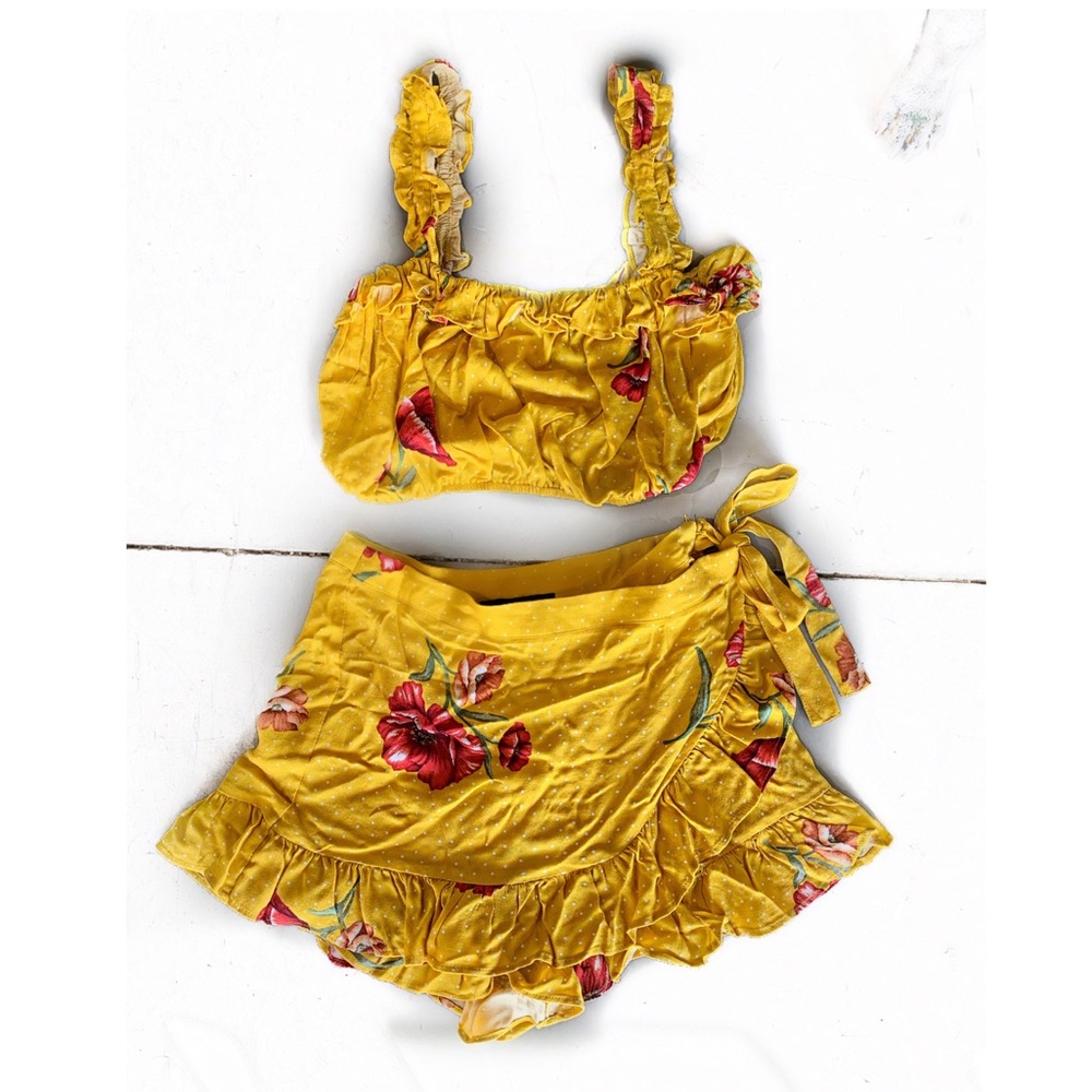 Yellow Ruffle two piece set